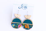 Hand-Painted Wood Earrings- Fall Floral