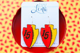 Handcrafted Wood Earrings- KC Football Arrowheads
