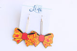 Handcrafted Wood Earrings- Doodle Bow