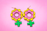 Handcrafted Wood Earrings- Women Flower