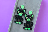 Handcrafted Wood Earrings- Black Cats
