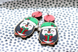 Hand-Painted Wood Earrings- Gifting Penguin