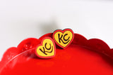 Handcrafted Wood Earrings- KC Heart Studs