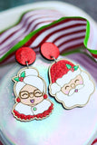 Hand-Painted Wood Earrings- Mr. & Mrs. Claus