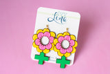 Handcrafted Wood Earrings- Women Flower