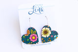 Hand-Painted Wood Earrings- Fall Floral