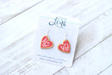 Handcrafted Wood Earrings- Rustic KC Heart- Small
