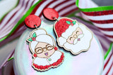 Hand-Painted Wood Earrings- Mr. & Mrs. Claus