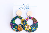 Hand-Painted Wood Earrings- Fall Floral