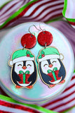 Hand-Painted Wood Earrings- Gifting Penguin