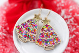 Handcrafted Wood Earrings- Confetti Tree