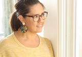 Hand-Painted Wood Earrings- Fall Floral