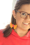 Handcrafted Wood Earrings- Doodle Bow