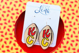 Handcrafted Wood Earrings- KC Football