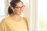 Hand-Painted Wood Earrings- Fall Floral