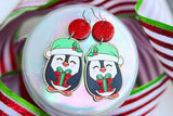 Hand-Painted Wood Earrings- Gifting Penguin