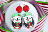 Hand-Painted Wood Earrings- Gifting Penguin