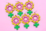 Handcrafted Wood Earrings- Women Flower