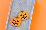 Handcrafted Wood Earrings- Jack-O-Lantern