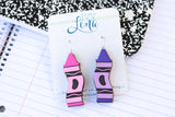 Handcrafted Wood Earrings- Crayons