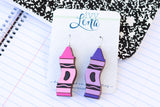Handcrafted Wood Earrings- Crayons