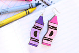 Handcrafted Wood Earrings- Crayons