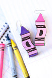 Handcrafted Wood Earrings- Crayons