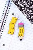Handcrafted Wood Earrings- Pencil & Ruler