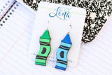 Handcrafted Wood Earrings- Crayons