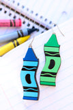 Handcrafted Wood Earrings- Crayons