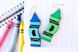 Handcrafted Wood Earrings- Crayons