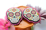 Handcrafted Wood Earrings- Sugar Skulls
