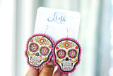 Handcrafted Wood Earrings- Sugar Skulls