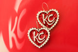 Handcrafted Wood Earrings- KC Ruffle Glitter Heart