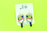 Handcrafted Wood Earrings- Pickleball