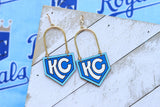 Handcrafted Wood Earrings- KC baseball