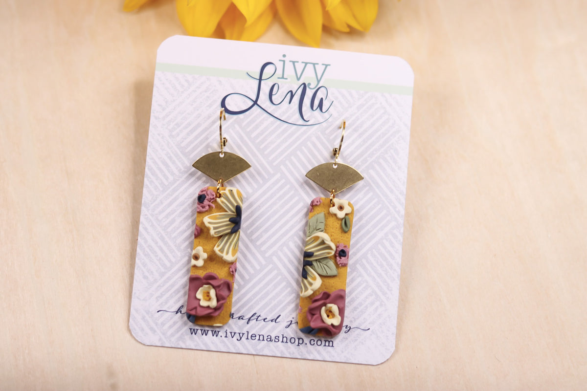 Handcrafted Polymer Clay Earrings- Fall Floral