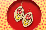 Handcrafted Wood Earrings- KC Football
