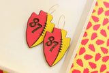 Handcrafted Wood Earrings- KC Football Arrowheads