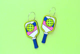 Handcrafted Wood Earrings- Pickleball