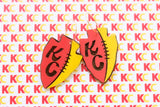 Handcrafted Wood Earrings- KC Football Arrowheads