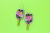 Handcrafted Wood Earrings- Pickleball