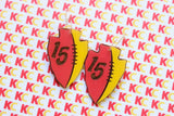 Handcrafted Wood Earrings- KC Football Arrowheads