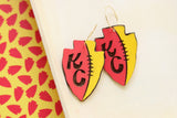 Handcrafted Wood Earrings- KC Football Arrowheads