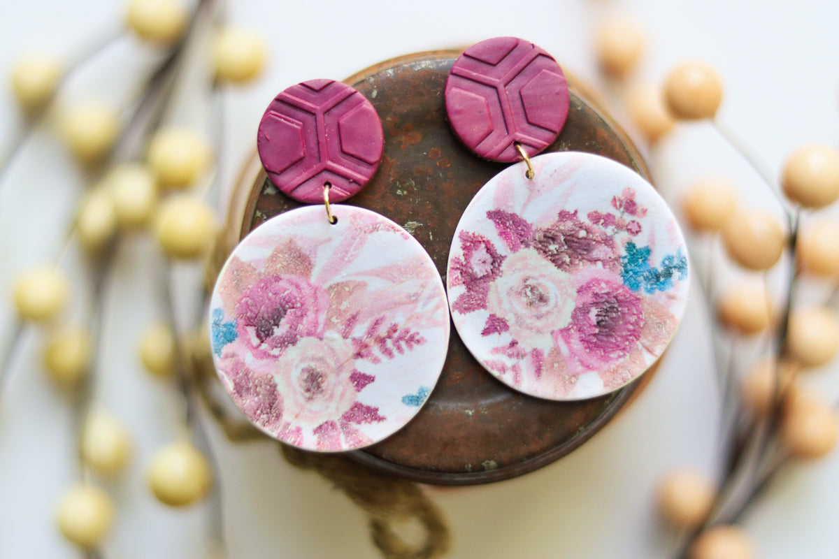 Handcrafted Polymer Clay Earrings- Black Floral – Ivy Lena