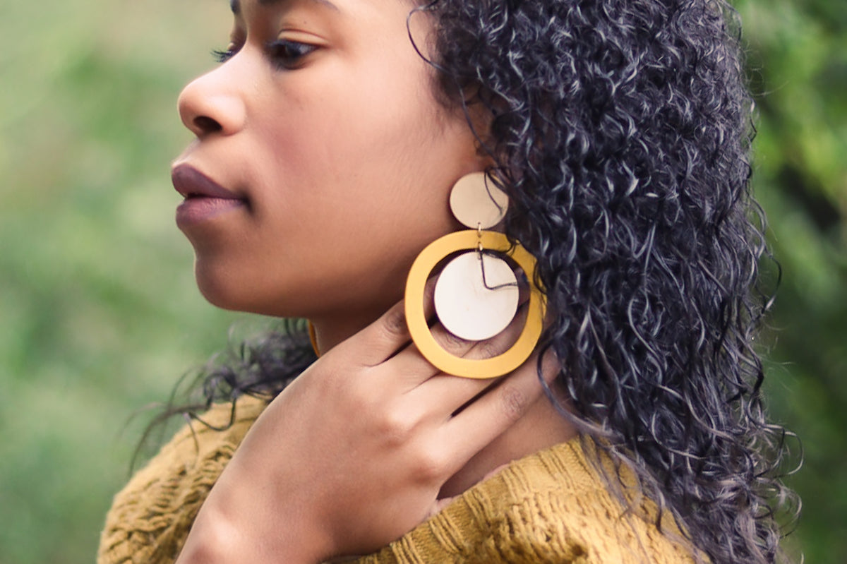 Handcrafted Polymer Clay Earrings- Black and Gold – Ivy Lena