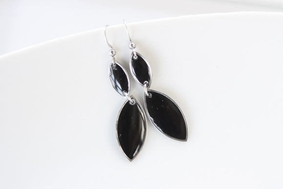 Handcrafted Steel and Clay Earrings- Black