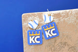Handcrafted 3D Printed Earrings- KC Baseball Squares
