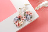 Handcrafted Polymer Clay Earrings- Springtime Floral Grays