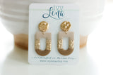 Handcrafted Polymer Clay Earrings- Taupe & Gold Adobe Window